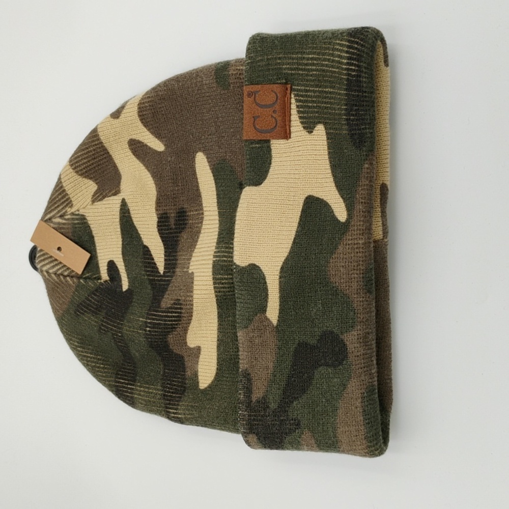 C.C Green and Tan Camouflage Beanie